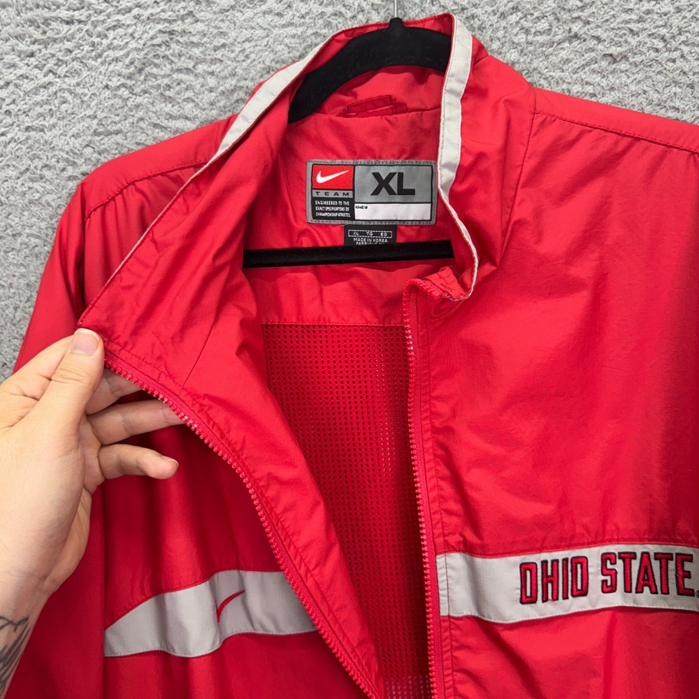 VTG Ohio State Buckeyes Jacket Mens XL Red Windbreaker Nike Full Zip 90s NCAA - Picture 3 of 13